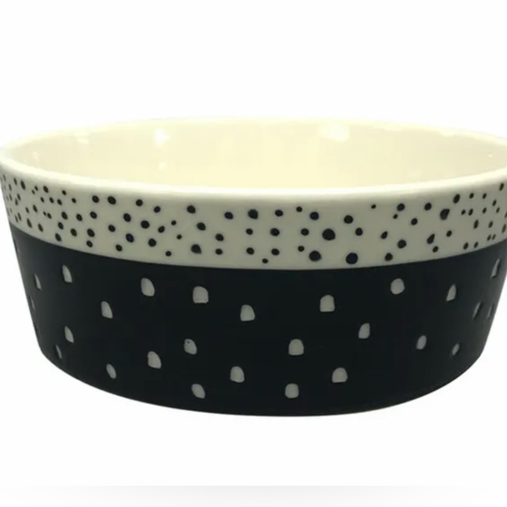 Black and White Polka Dot Stoneware Bowl